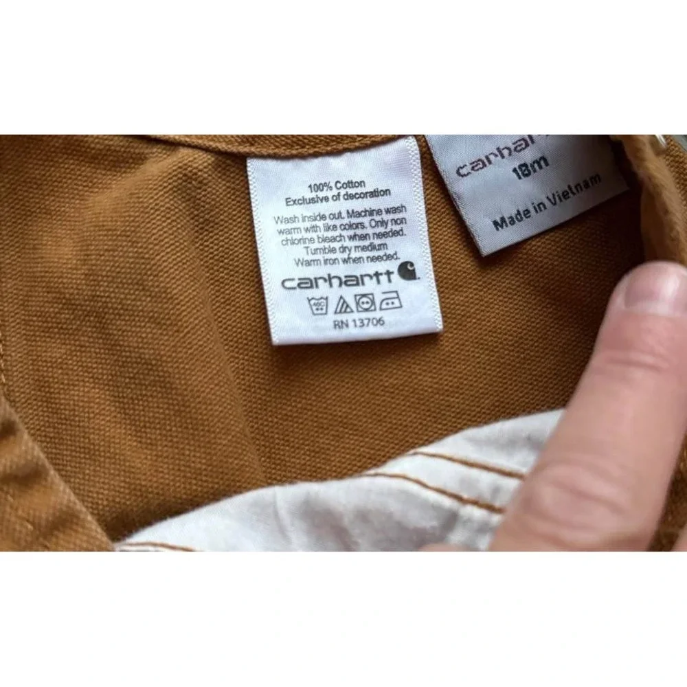 Carhartt Kids Canvas‎ Bib Overalls Hamilton Brown  Cotton Size 18M
